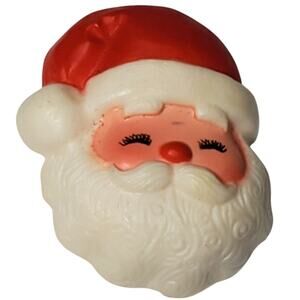 Hallmark Christmas Jolly Santa Eyes Closed Brooch Vtg 2" Pin Unsigned